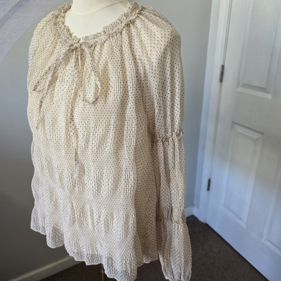 Blu Pepper | Medium | Cream & Black Polka Dot Long Sleeve Blouse - Picture 4 of 10